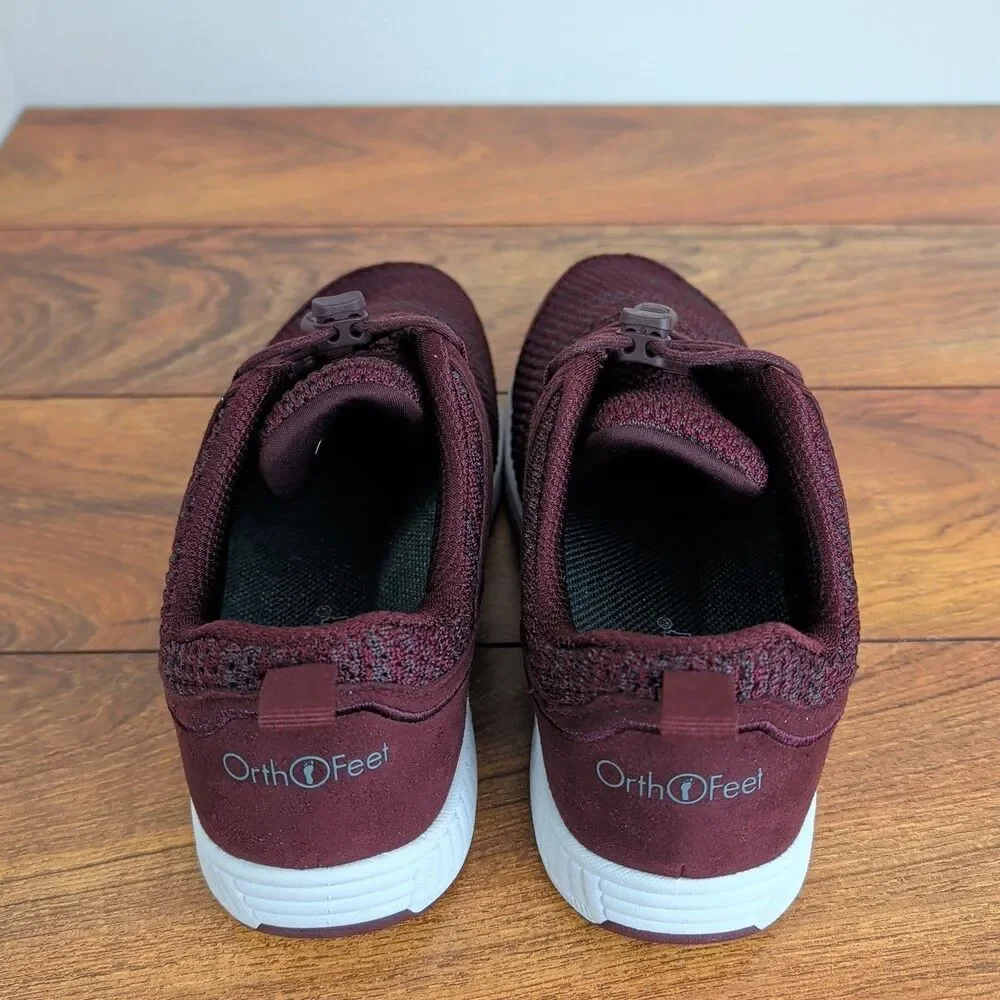 Orthofeet Sneaker Shoes Women's Size 9 2E X-Wide US Red Mesh Casual Comfort Walk